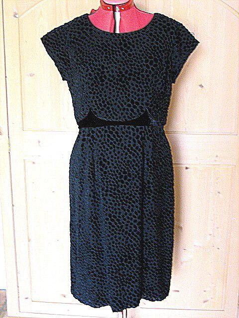 DEVORE VELVET SILK DRESS~VINTAGE 50s~LG SZ~44BUST  