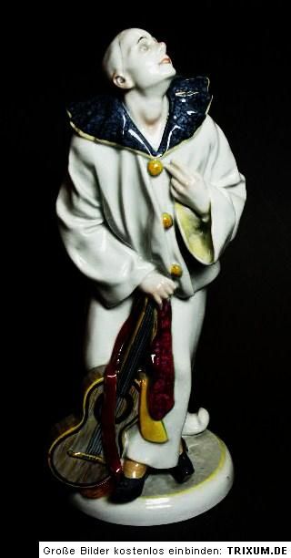 KARL ENS VOLKSTEDT PIERROT mit GITARRE ANTON BÜSCHELBERGER ART DECO 