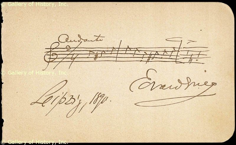 EDVARD GRIEG   AUTOGRAPH MUSICAL QUOTATION SIGNED  