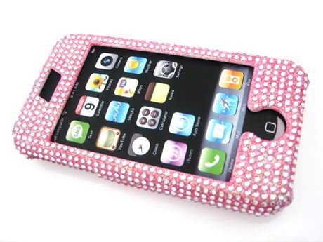 PINK FLOWERS DIAMOND BLING CRYSTAL FACEPLATE CASE COVER APPLE iPHONE 1 