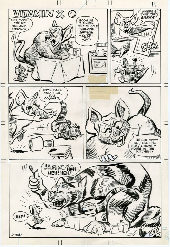 PHIL MENDEZ   POPEYE #110 1 PAGE GAG ORIG ART STEROIDS  