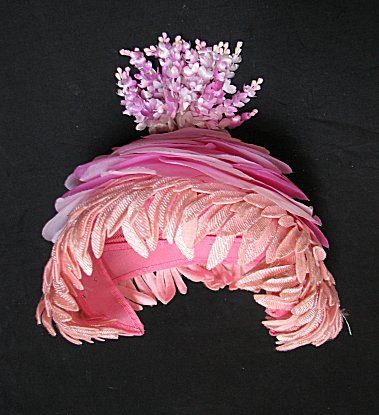 VINTAGE LADIES 40s 50s WHIMSICAL unique PINK HAT #1275  