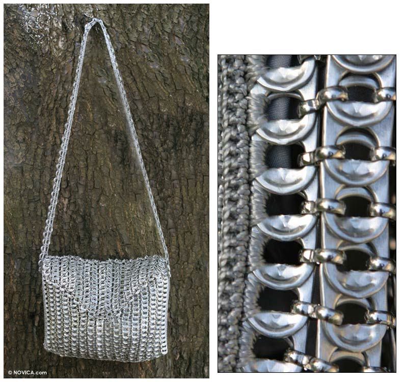 ENVIROMENTAL ART~Handmade Soda Tabs SHOULDER BAG~Big  