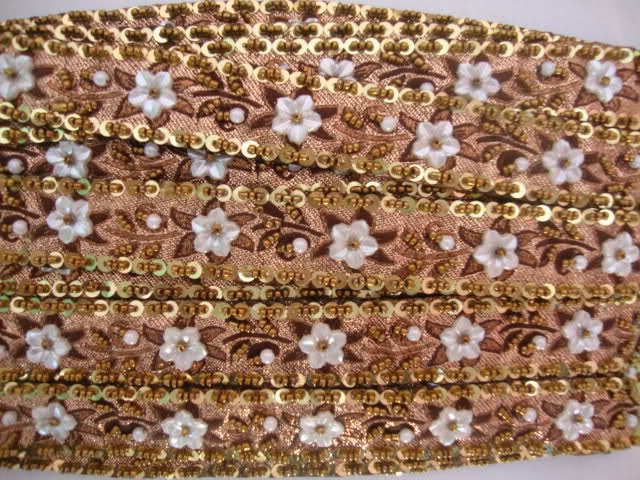 25 Yd Beaded Hand Made Jacquard Trim Ribbon 143  