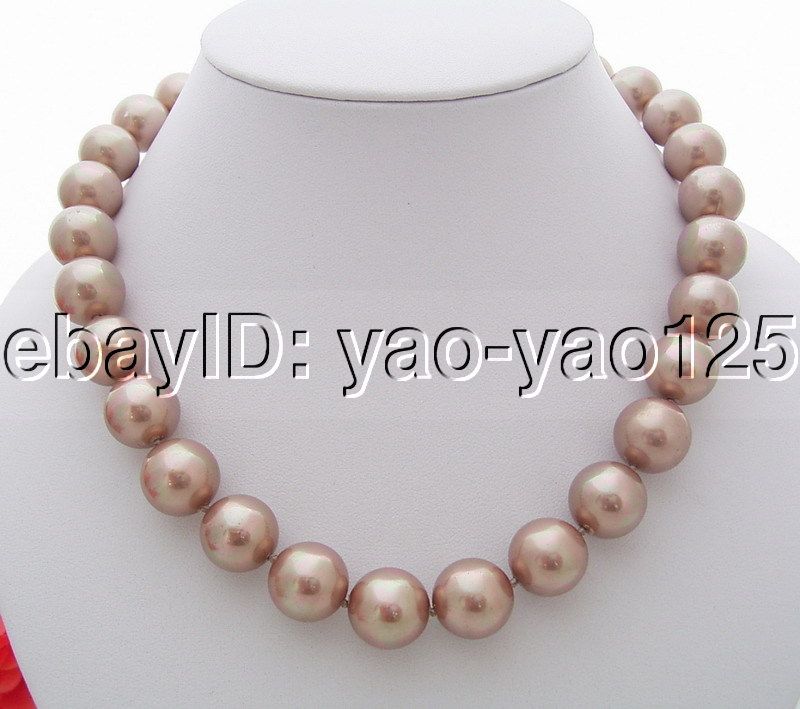 14mm AAA Light Brown Sea Shell Pearl Necklace  