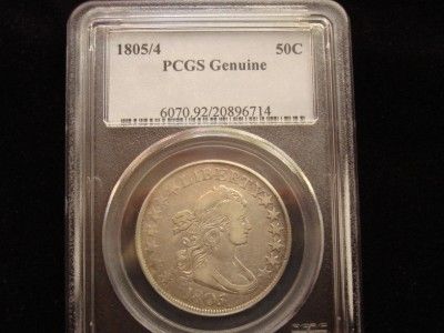 1805 Over 4 PCGS Draped Bust Half Dollar Overdate XF Details  