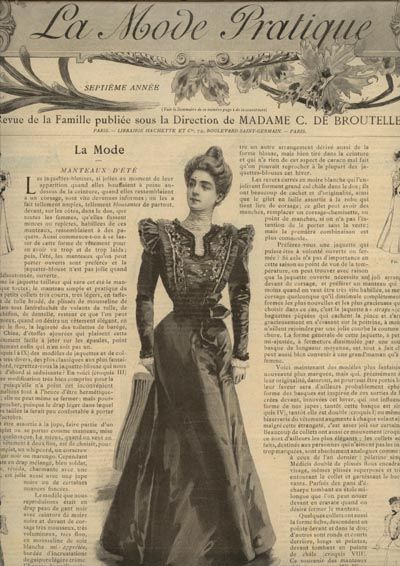 ORIGINAL MODE PRATIQUE April 16,1898 with PATTERN  