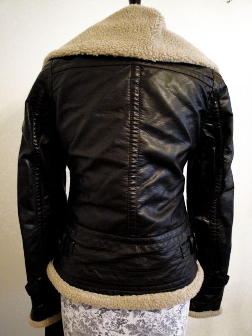 NEW Miss Sixty Faux Fur Faux Leather Jacket Washed Color Brown  