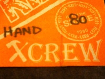 KISS Concert Tour Back Stage Pass Hot N Shade 1990 Crew  