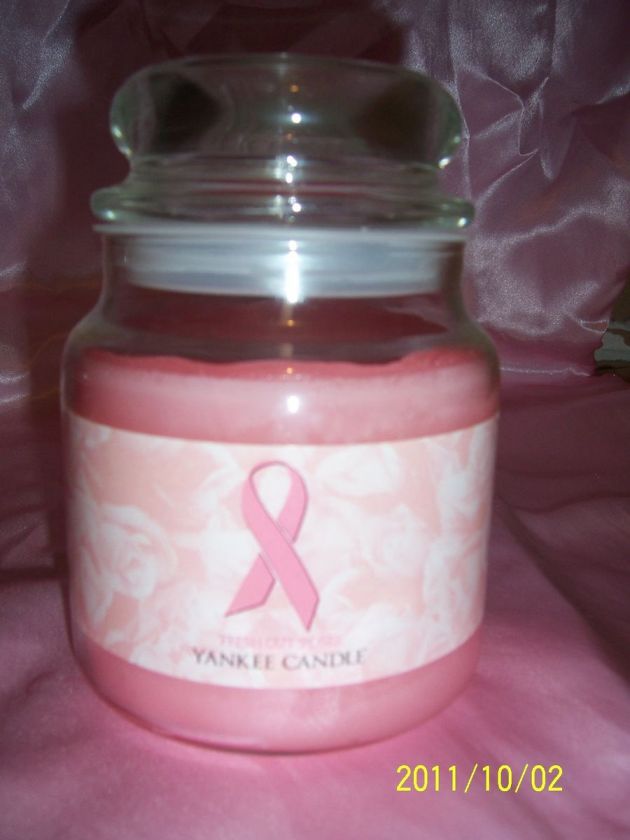 YANKEE CANDLE FRESH CUT ROSES 14. OZ JAR BREAST CANCER JAR  