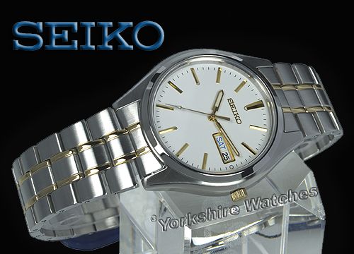 NEW SEIKO SAPPHIRE WHITE DUO TONE STEEL QUARTZ SGGA67P1  