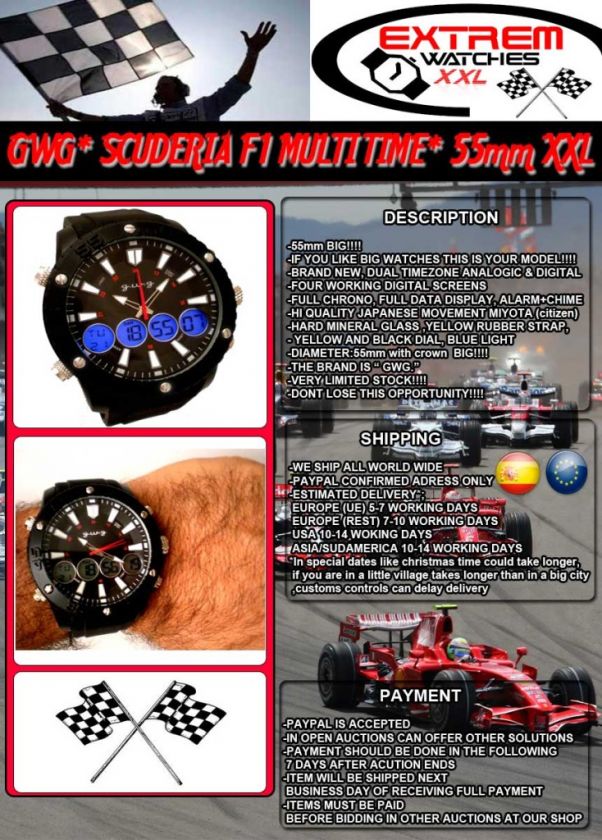 GWG* SCUDERIA BLACK F1 MULTI TIME* 55mm XXL MASSIVE DG  