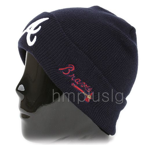 BEANIE ATLANTA BRAVES Baseball SKULL Wrap HAT SR BLUE D  