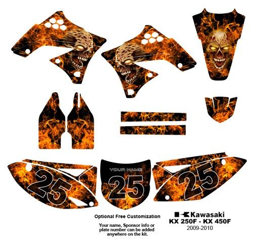 Kawasaki KX 250F or 450F   2009 10 Graphics Kit 9500N  