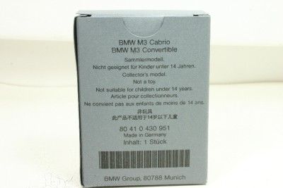 87 Herpa BMW M3 Convertible BMW Museum Dealer Edition Made in 