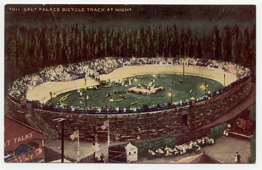 UTAH SALT PALACE BIKE TRACK AT NITE OLD POSTCARD PC3832  