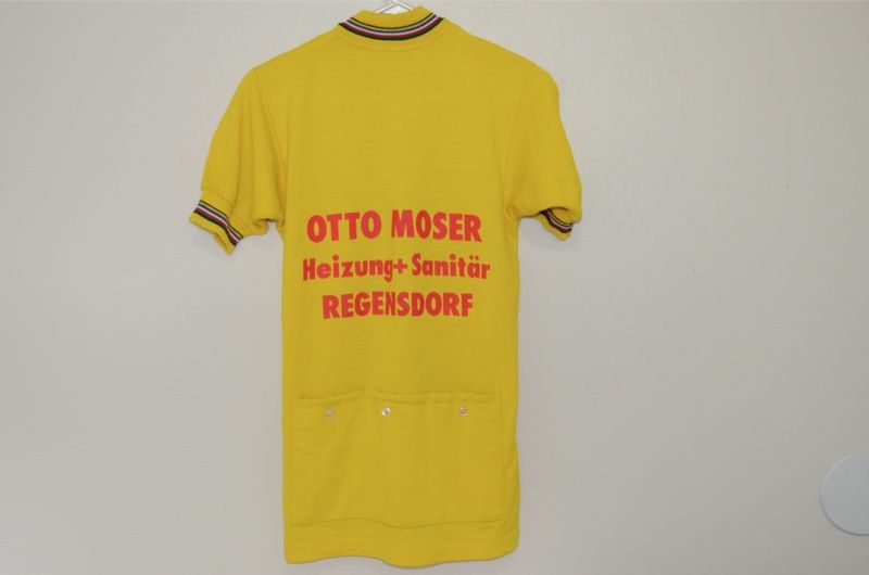 Otto Moser yellow wool jersey vintage sz 4 med retro  