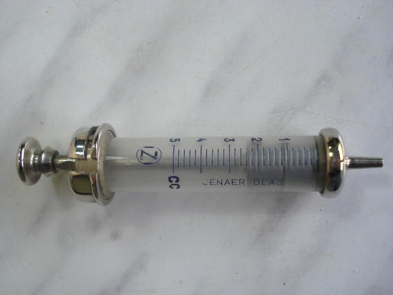 WWII ANTIQUE GERMAN MEDICAL BRASS GLASS SYRINGE – ORIGINAL RECORD