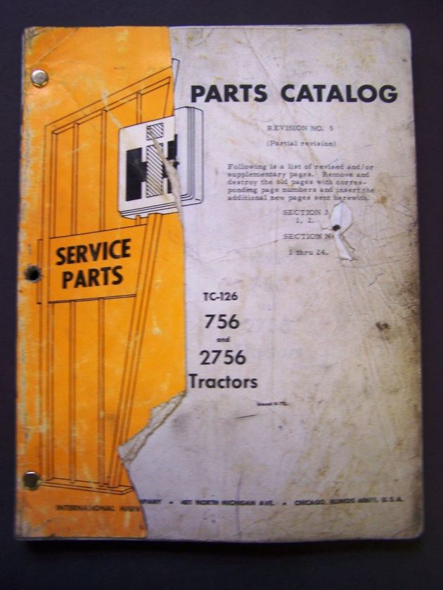 International Harvester 756 and 2756 Tractors Parts Manual  