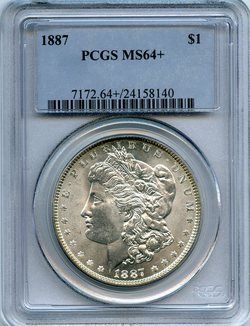 Morgan Silver Dollar 1887 PCGS MS 64+ Plus White Nice  