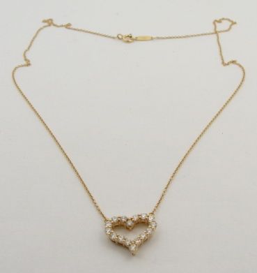 18K Gold Designer Tiffany & Co.Diamond Heart .80 ct .  