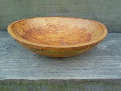 Antique Handpainted Fish Wooden Dough/Mixing Bowl Primitive Serving 