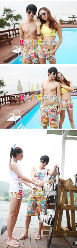 Women Fashion Flower Style Beach Surf Board Quick Dying Swim Shorts 