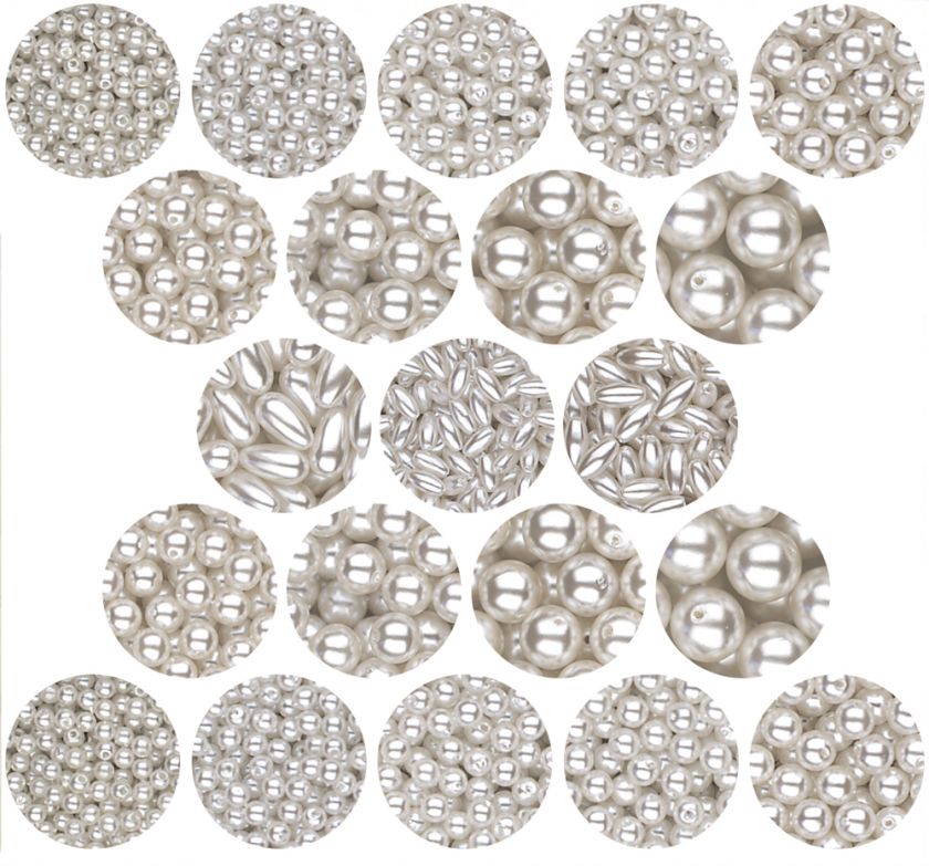 PEARL BEADS WHITE Round Oat 3mm 4mm 6mm 8mm 10mm 12mm  