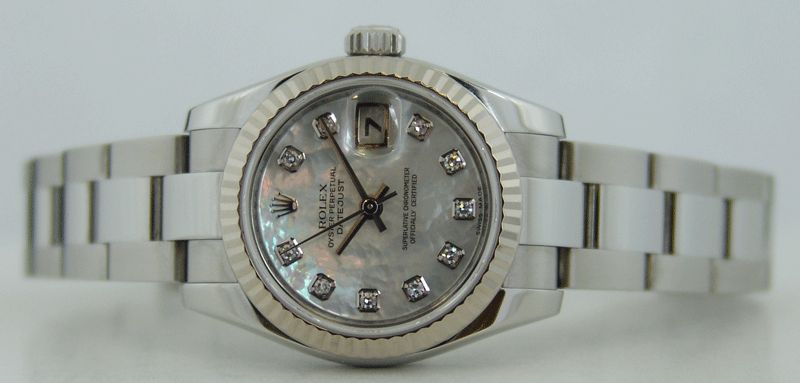 Ladies Rolex Datejust 18K&SS MOP Diamond Dial 179174  