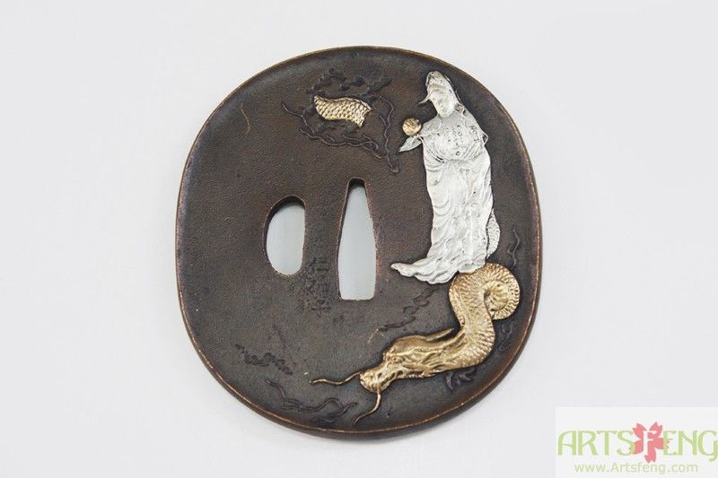 kwan yin dragon tsuba size cm 8 2x7 4x0 7 data just for reference only 