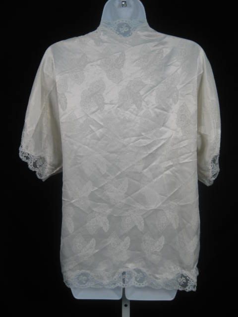 EVE STILLMAN COUTURE Cream Short Sleeve Lace Shirt S  