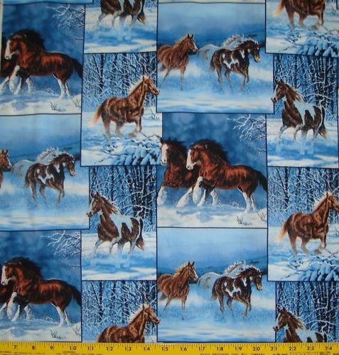 Wild Wing Horse fabric ~ patches Blue  