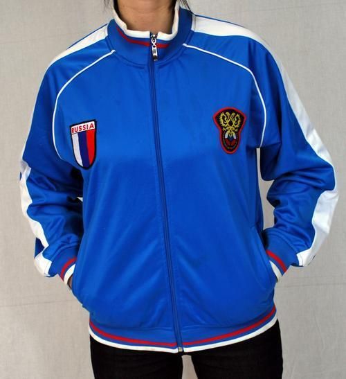 NEW RUSSIA Unisex BlueTrack Jacket Blazer Zipper S  