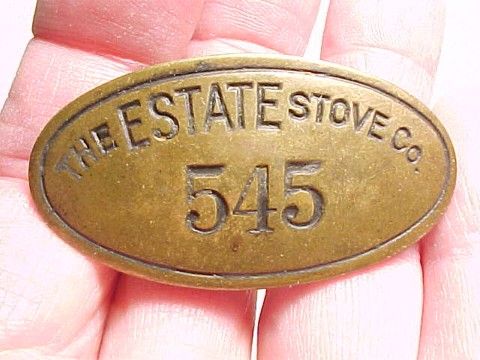 THE ESTATE STOVE CO. Hamilton Ohio EMPLOYEE BADGE early  