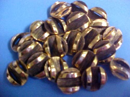 vintage 7 BRUSHED BURNISHED GOLD HEAVY METAL BUTTONS  