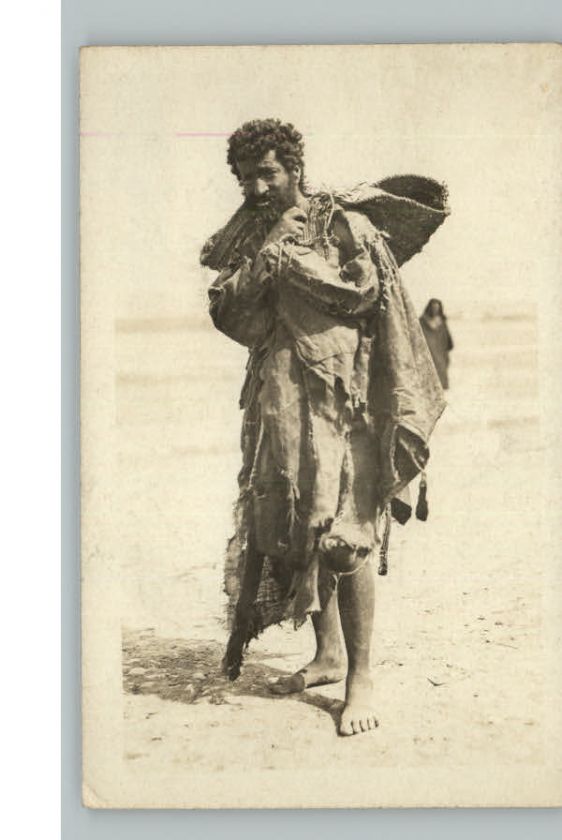 Middle Eastern Man Ragged Clothes Bag Muslim? RPPC  