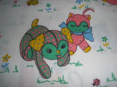 VINTAGE~~~JUVENILE STUFFED ANIMAL PRINT / PINKS + GREENS~~~2 YDSx36w 