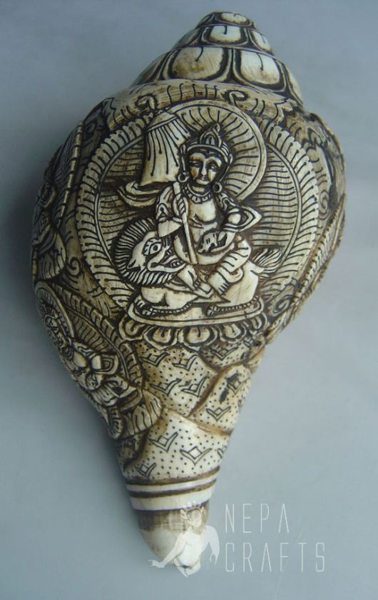 Kubera Handcarving Old Conch Shell Sankha For Wealth  