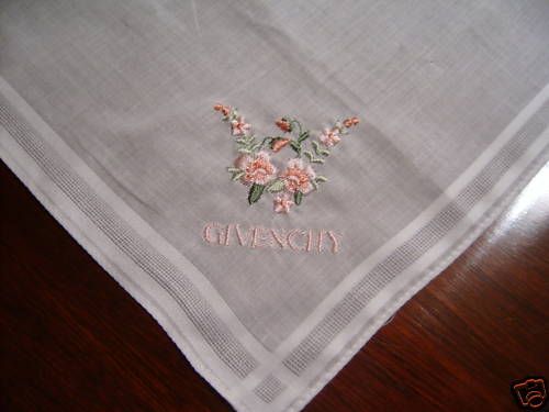 Vintage Wedding Hankie w/Givenchy Monogram /Paper Tag  