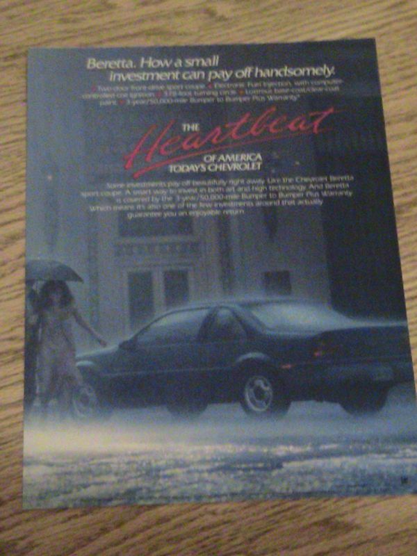 1989 BERETTA CAR ADVERTISEMENT CHEVROLET HEARTBEAT AD  