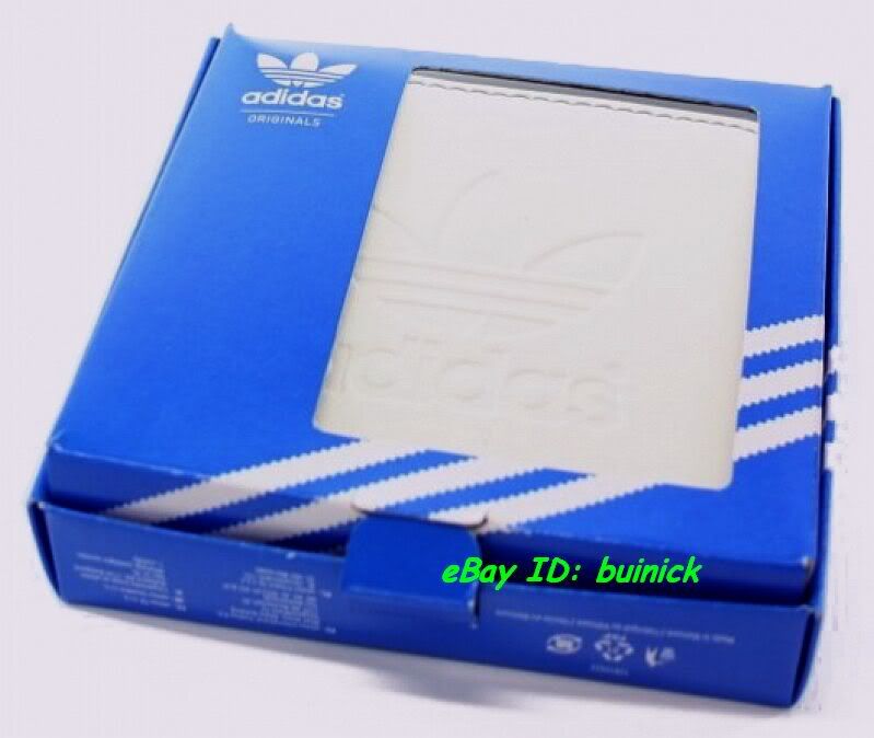 ADIDAS ADICOLOR WALLET White Black faux leather zip bi fold trefoil 