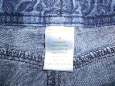 GIRLS SIZE 4 GYMBOREE MEDIUM WASH JEANS WITH FLOWERS ON CUFF 