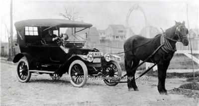 PHOTO HORSE CAR UNITED STATES MAIL CARRIER MAILMAN POST OFFICE MAIL 