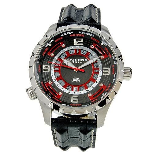 Akribos Mens XXIV Globetrotter World Timer Watch  