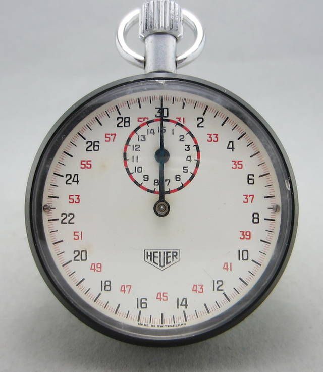 ALL ORIGINAL SWISS HEUER Manual 7 Jewels Stopwatch in box  