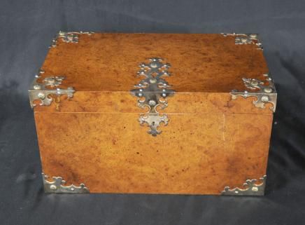 Regency Walnut Jewellery Box Casket Case  