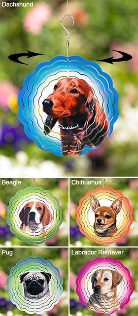 HANDCRAFTED Dog Breed Metal Wind Spinners *MUST SEE*  