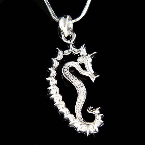 Swarovski Crystal Sea Horse SEAHORSE Beach Wedding Marine Pendant 