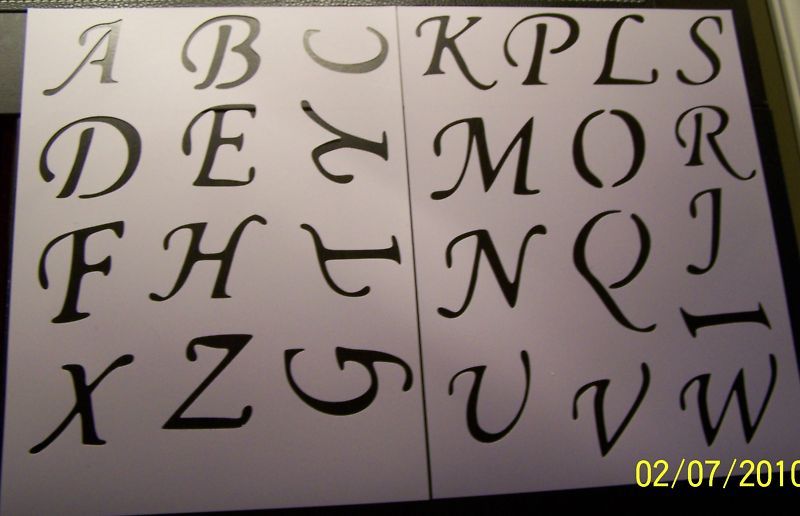 STENCILS ~ALPHABET~ SCRIPT UPPER CASE LETTERS 2  