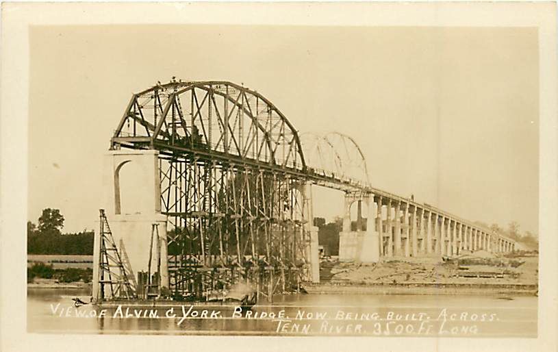 TN PERRYVILLE ALVIN C YORK BRIDGE BUILDING RPPC T68683  